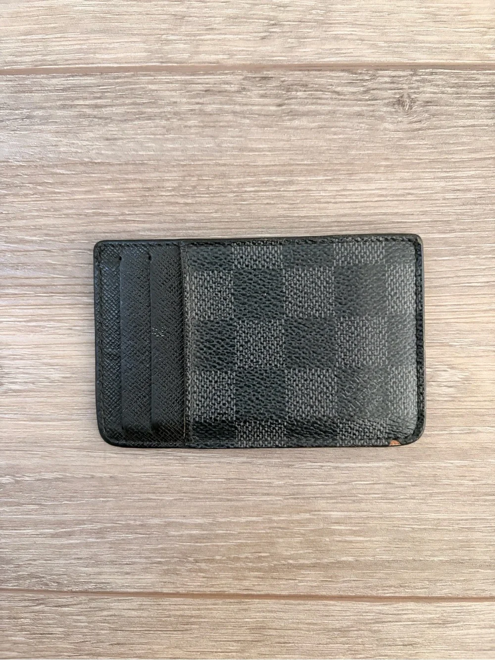 Men's Black Checkered Louis Vuitton Card Holder
